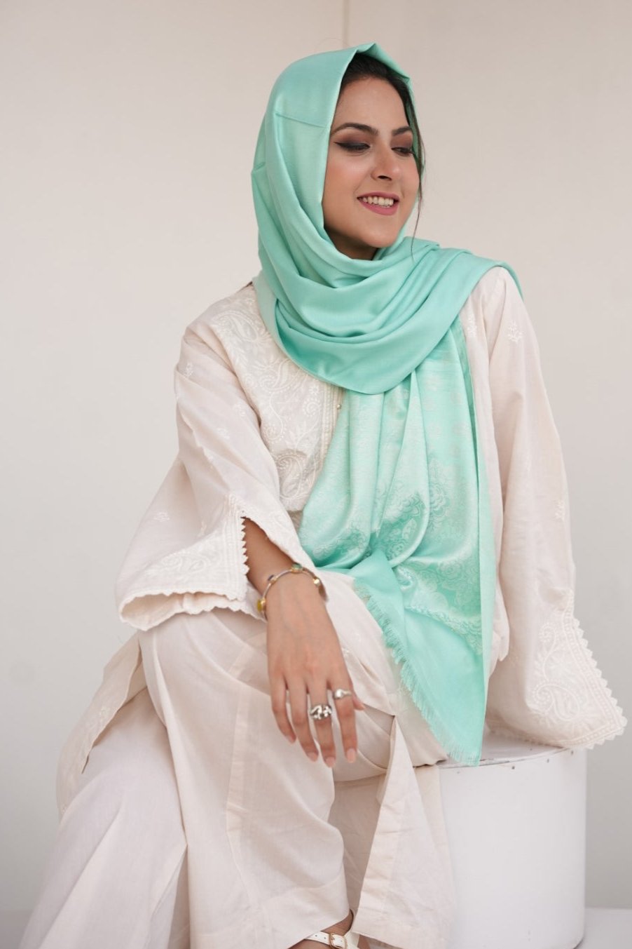 Silk Jaqured - Pastel Green