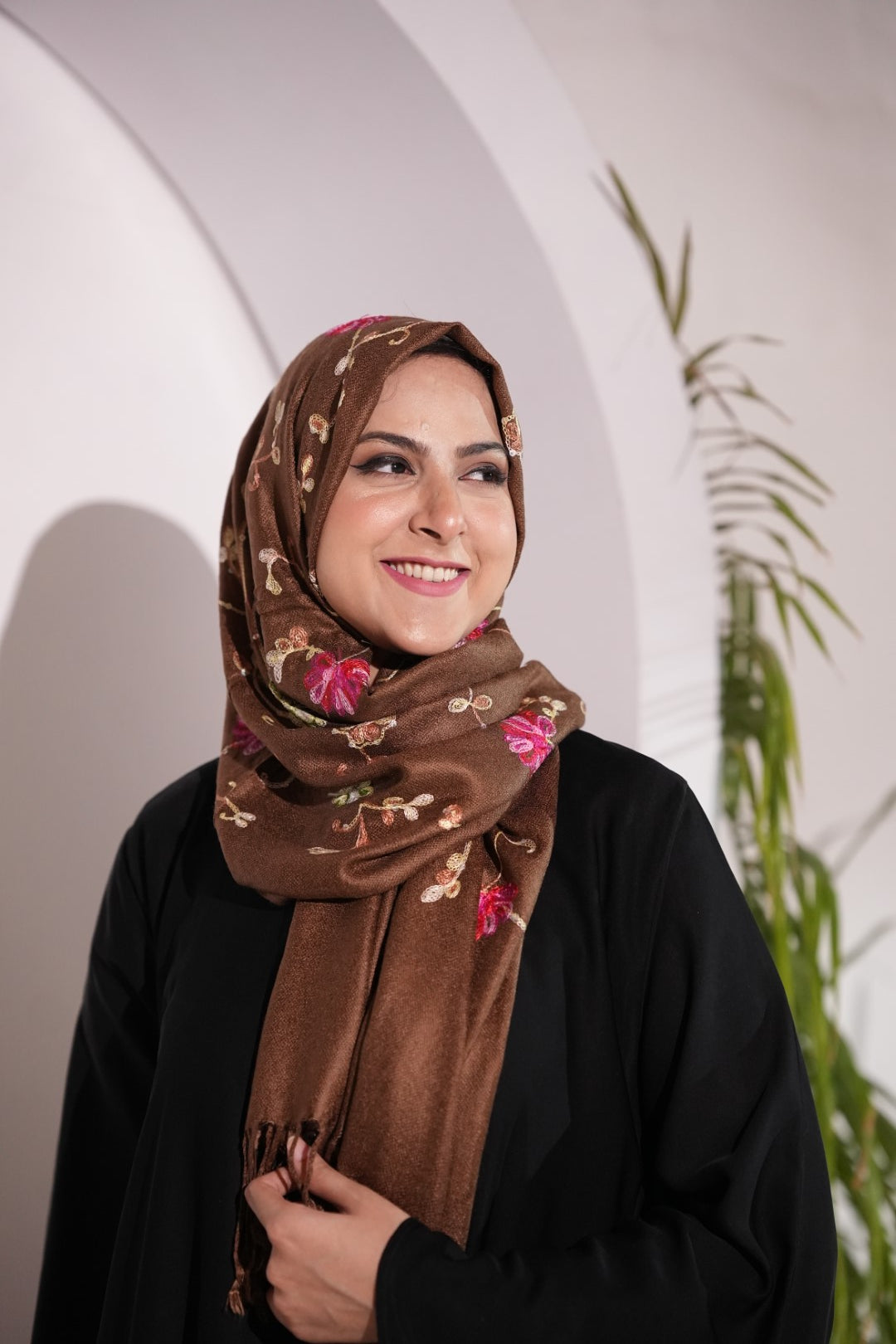 Pashmina Floral Embroidered - Bruschetta