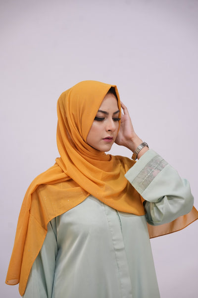 Georgette Glow Hijab - Mustard