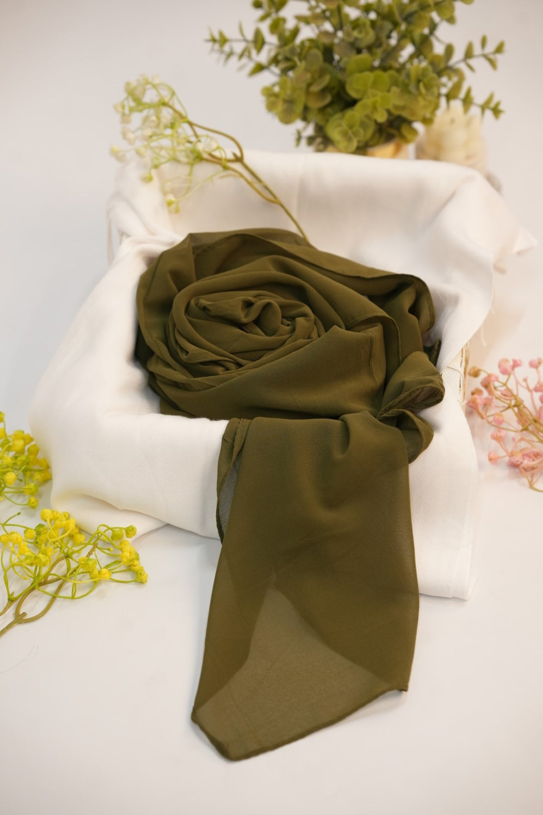 Georgette Hijab Mehndi Green