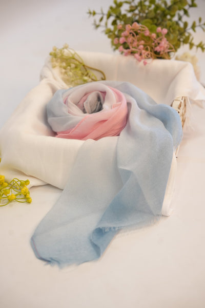 Viscose Tie-Dye Hijab Pink & Light Blue Gradient