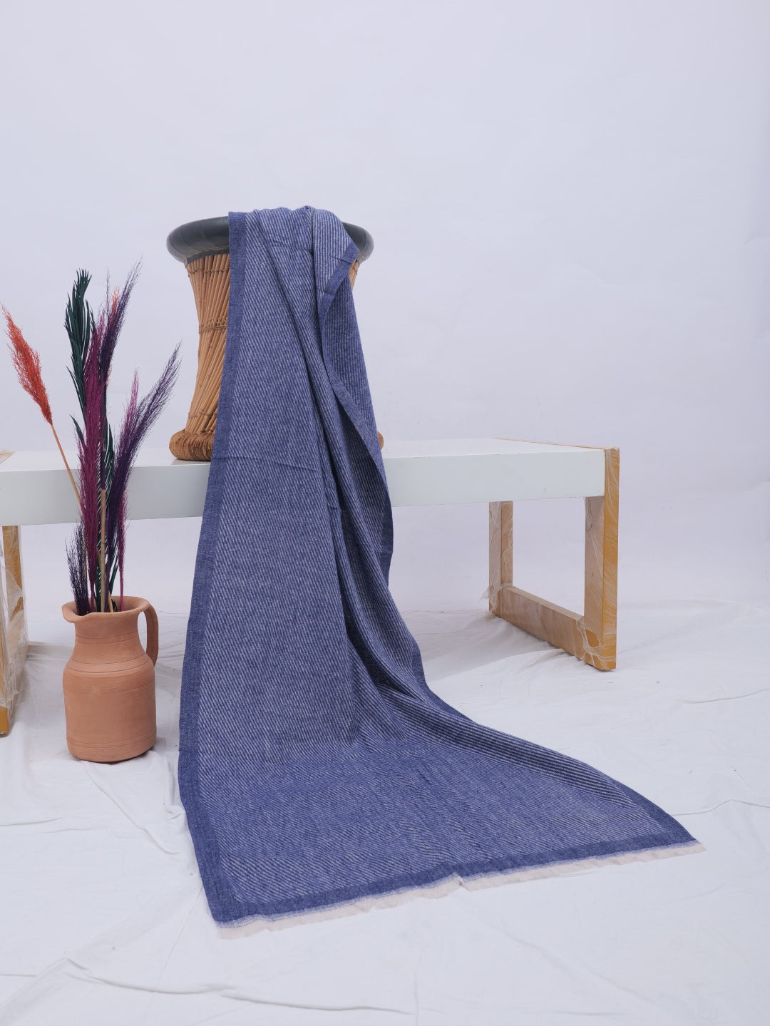 Merino Woolen Stoles - Navy Blue