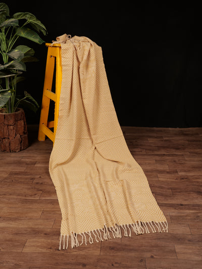 Chevron Blossom Wool Stole - Caramel Brown